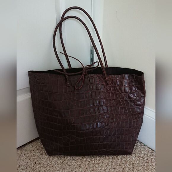 Miu Miu Handbags - Miu Miu Brown Croc Embossed Calfskin light weight Leather tote
